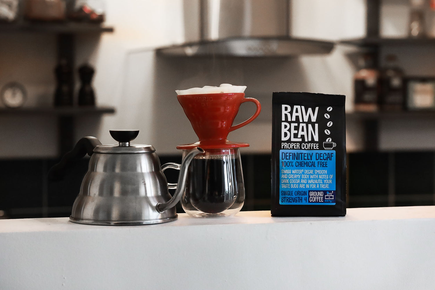 Raw Bean Definitely Decaf, Swiss Water Process decaffeinated coffee