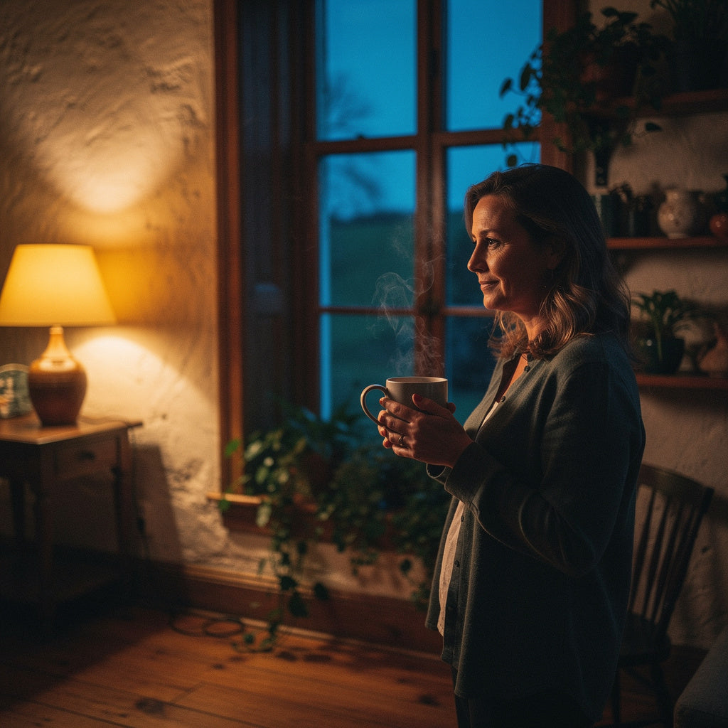 A calm evening decaf coffee moment