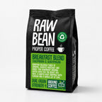 A 227g pack of Raw Bean Breakfast Blend ground coffee — Colombian & Guatemalan dual origin, strength 4, on white background