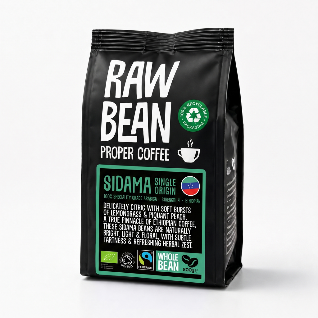 Sidama Ethiopian Fairtrade Organic Coffee Beans 200g pack