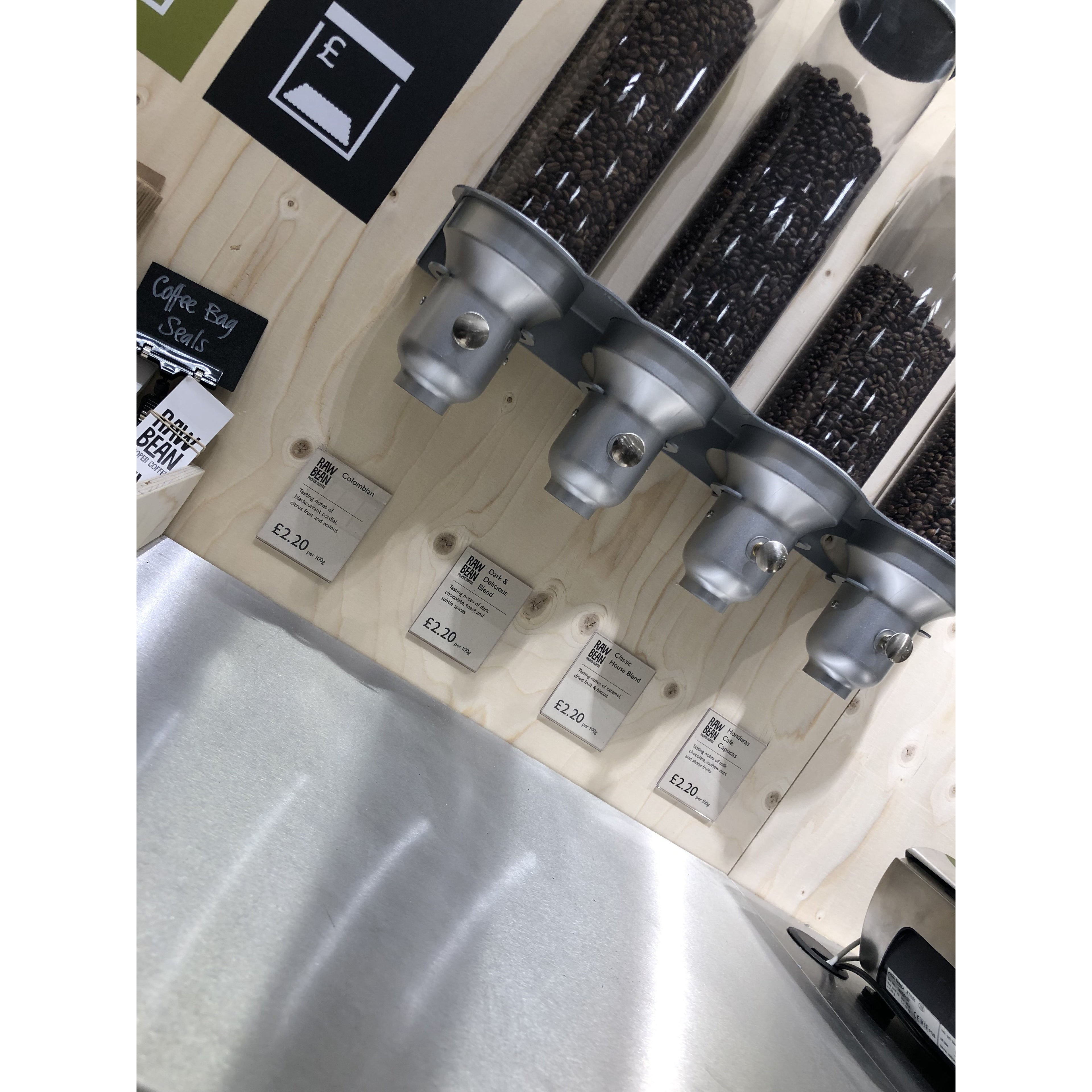 Raw Bean Waitrose Unpacked instore display