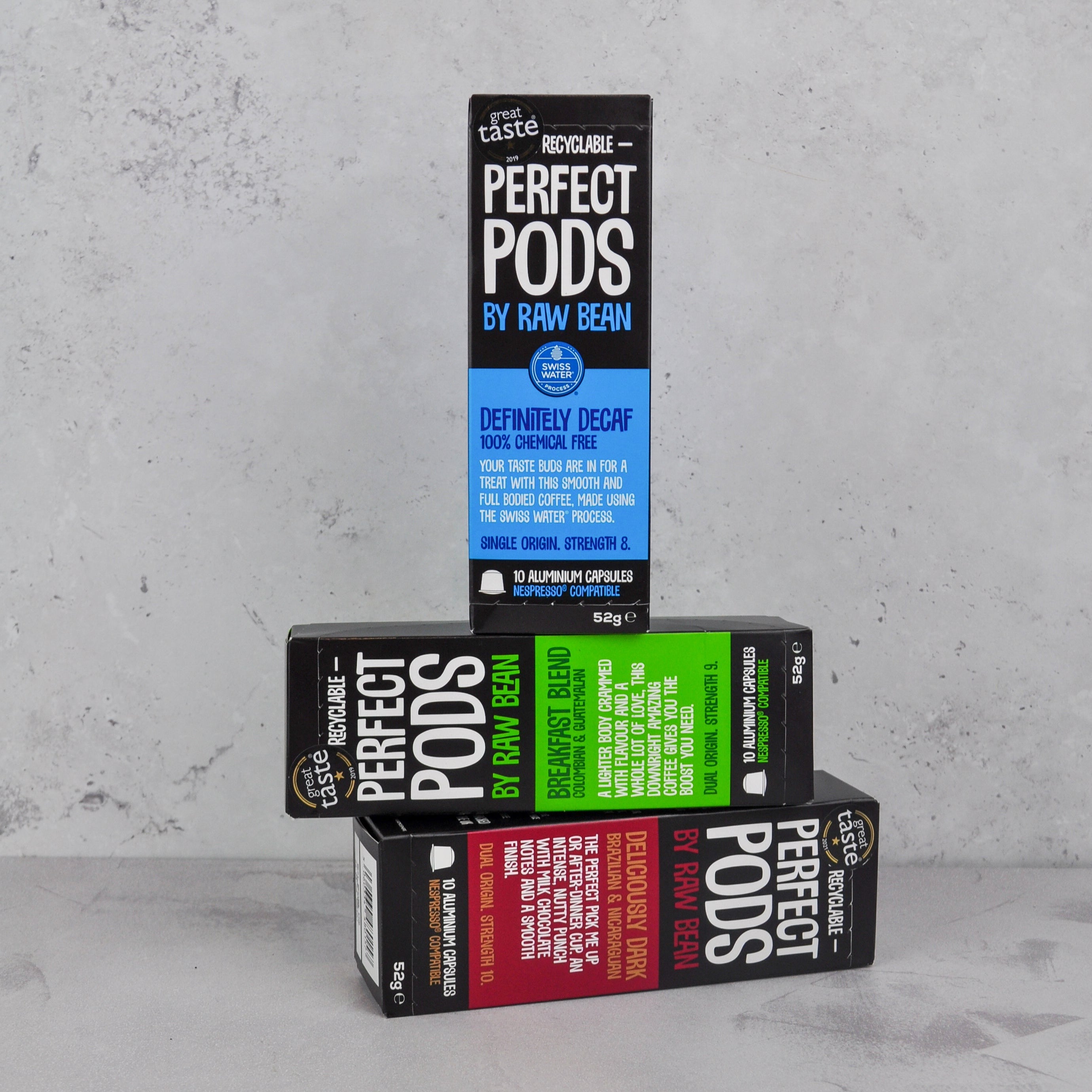 Definitely Decaffeinated Perfect Pods (Strength 8) - Swiss Water Process - 100% Chemical Free Process - Nespresso® compatible Pods, Box of 10 Capsules