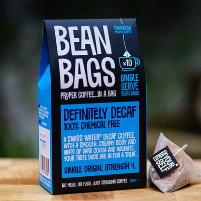 Definitely Decaffeinated Pyramid Coffee Bag Bean Bags retail box